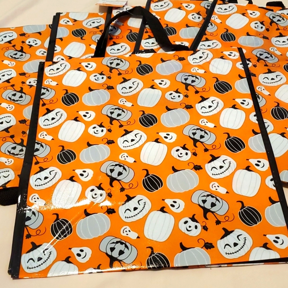 6 Reusable Totes- Pumpkins